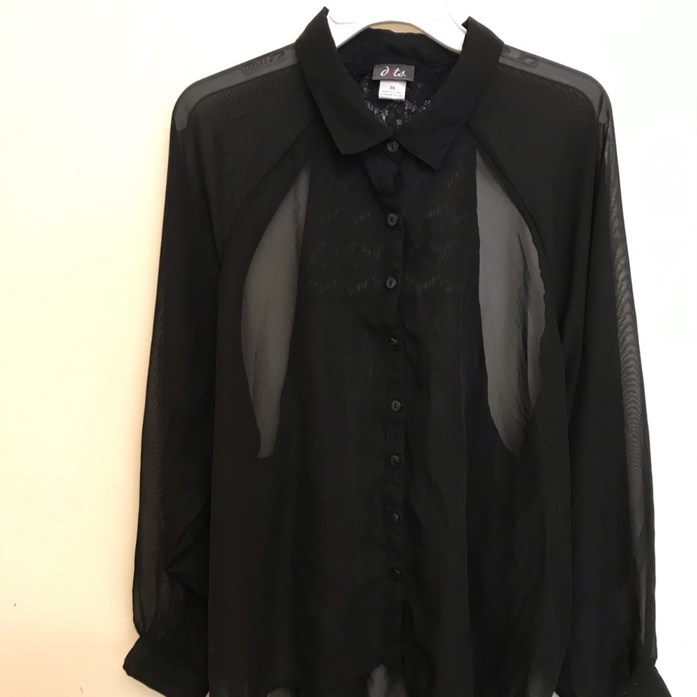 DOTS Woman’s plus size long sleeve sheer shirt